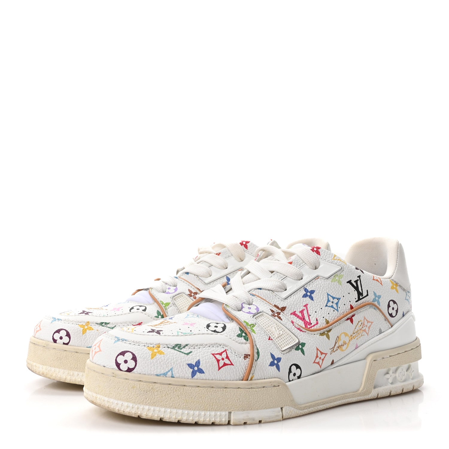 Louis Vuitton LV X TM Calfskin Monogram Multicolor Womens LV Trainer Sneakers 39 White 4 of 9
