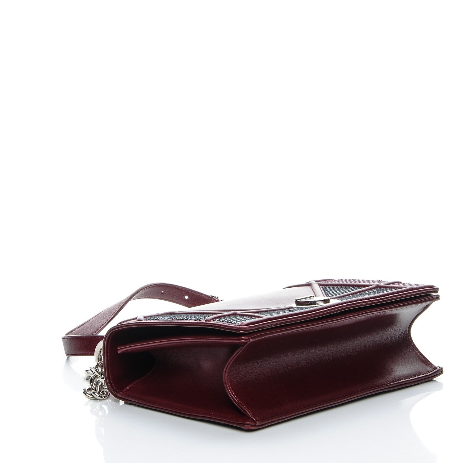 Christian Dior Lambskin Sequin Medium Diorama Flap Bag Plum 4 of 13