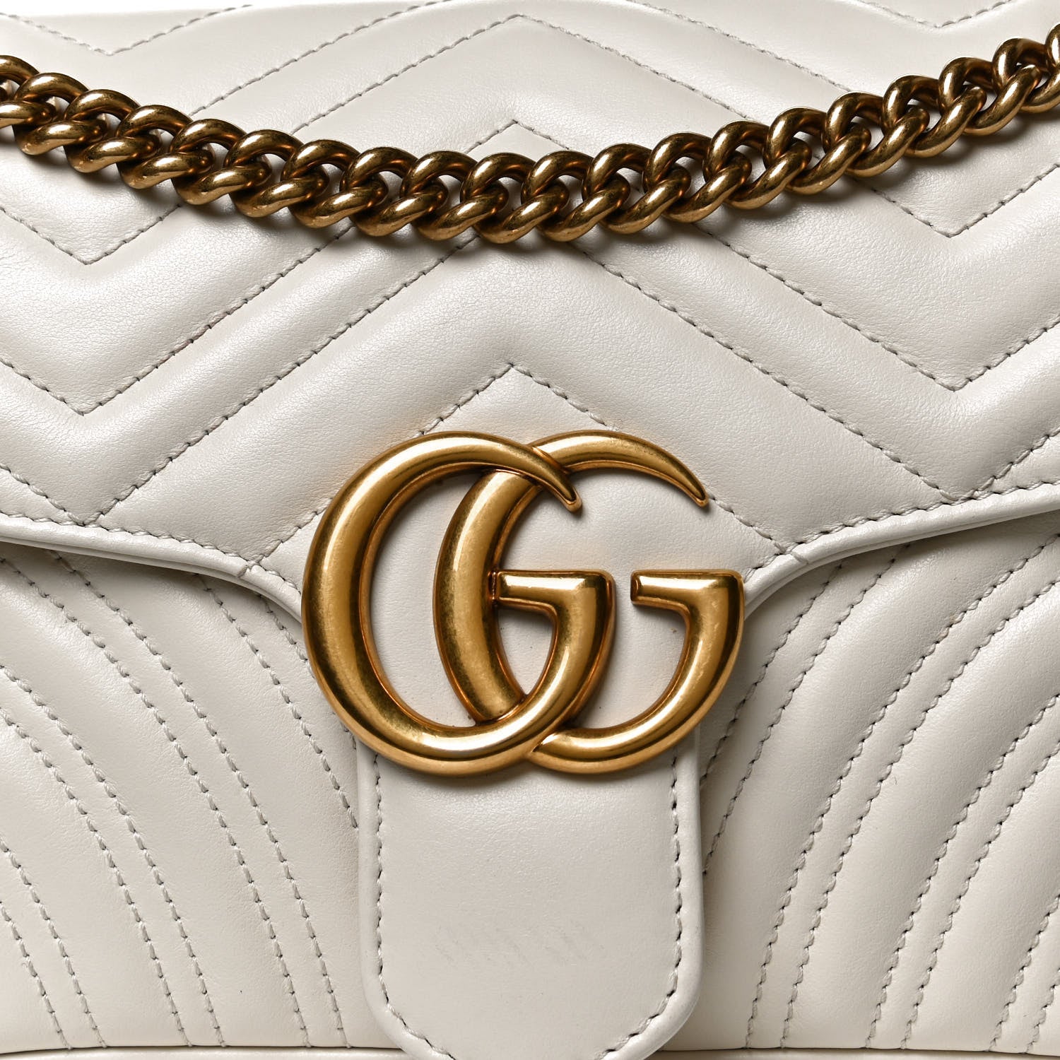 Gucci Calfskin Matelasse Small GG Marmont Shoulder Bag White 9 of 11