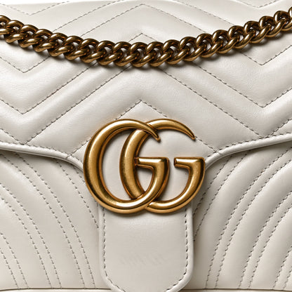 Gucci Calfskin Matelasse Small GG Marmont Shoulder Bag White 9 of 11