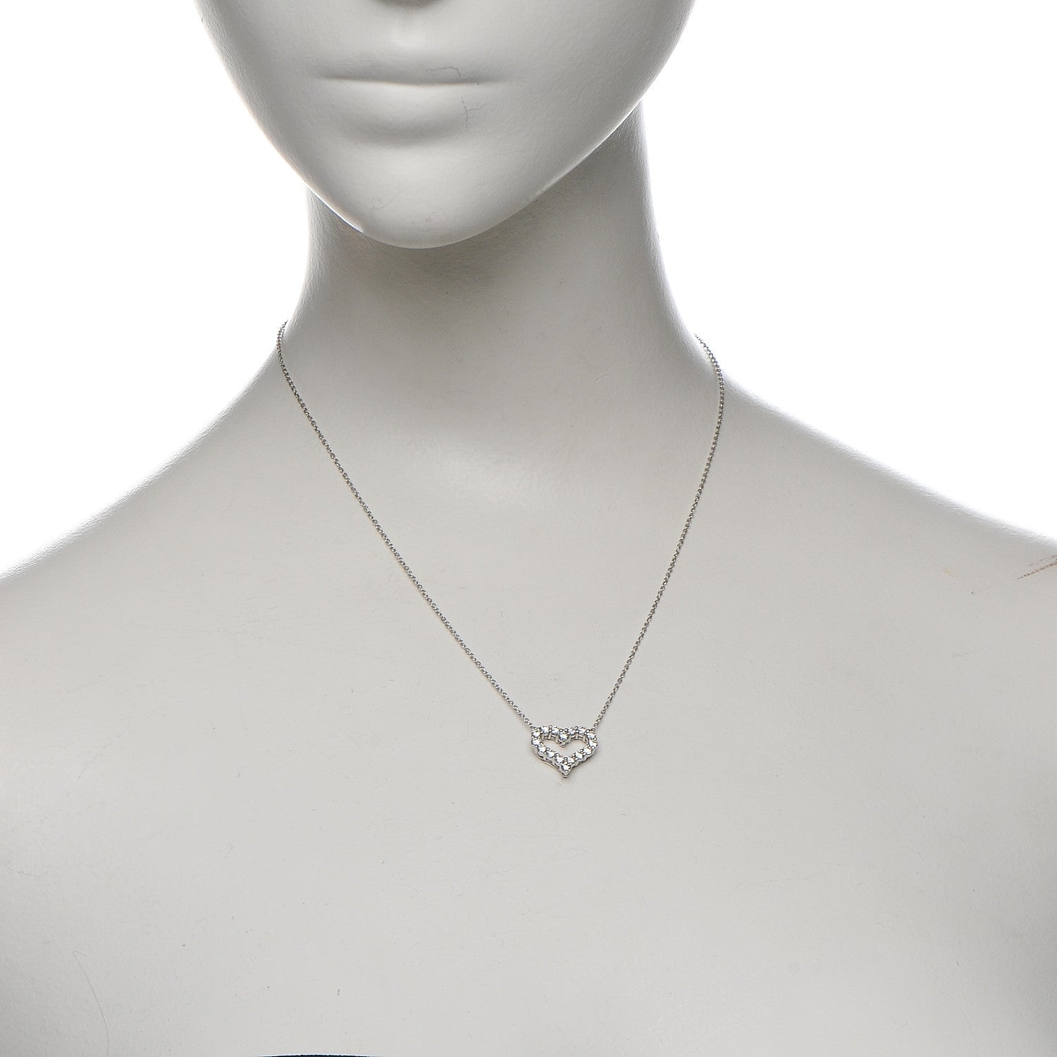 Tiffany Platinum Diamond Small Heart Pendant Necklace 2 of 9