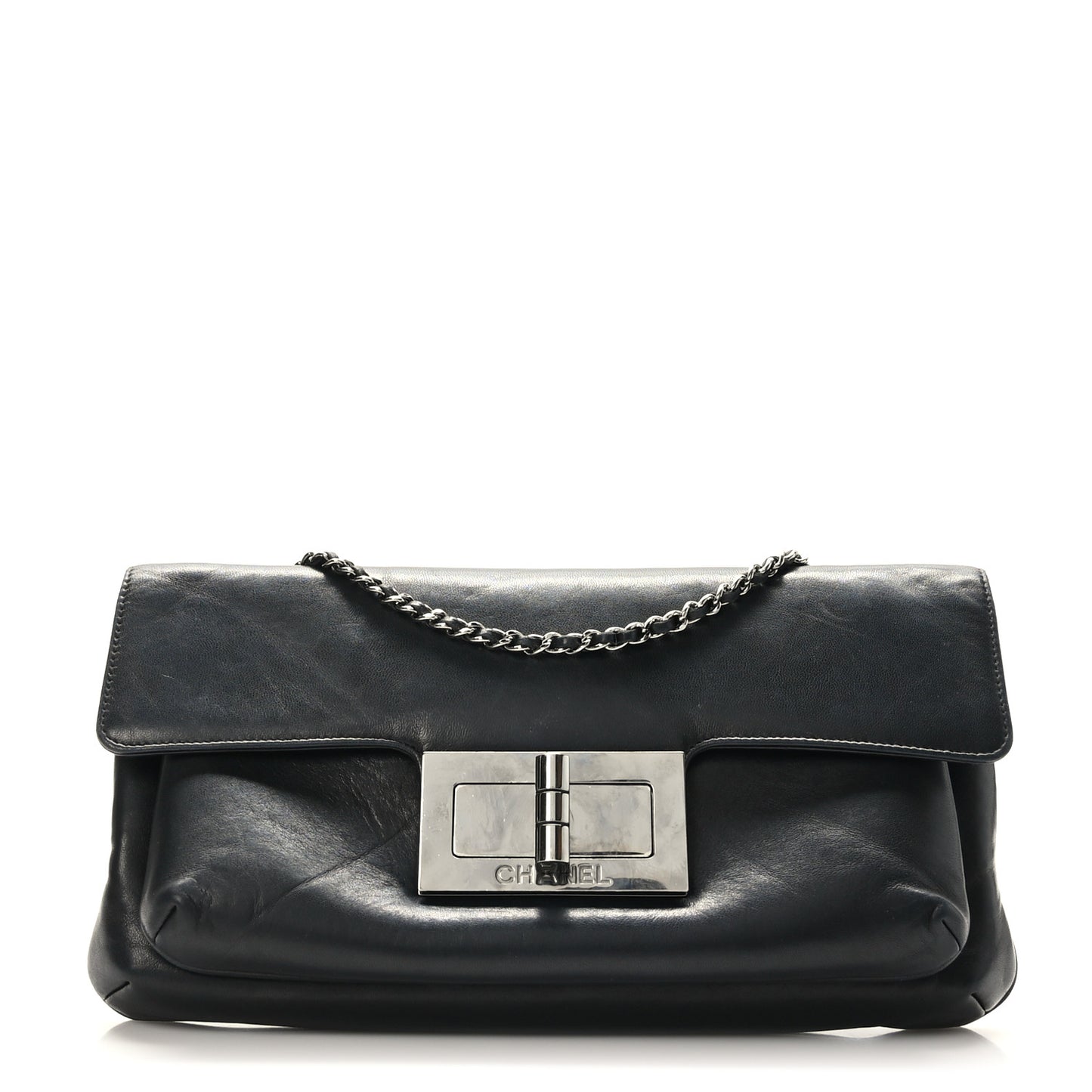Lambskin Mademoiselle Lock Flap Pochette Black