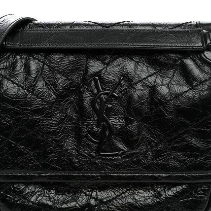 Saint Laurent Crinkled Calfskin Matelasse Monogram Baby Niki Chain Satchel Black 8 of 10