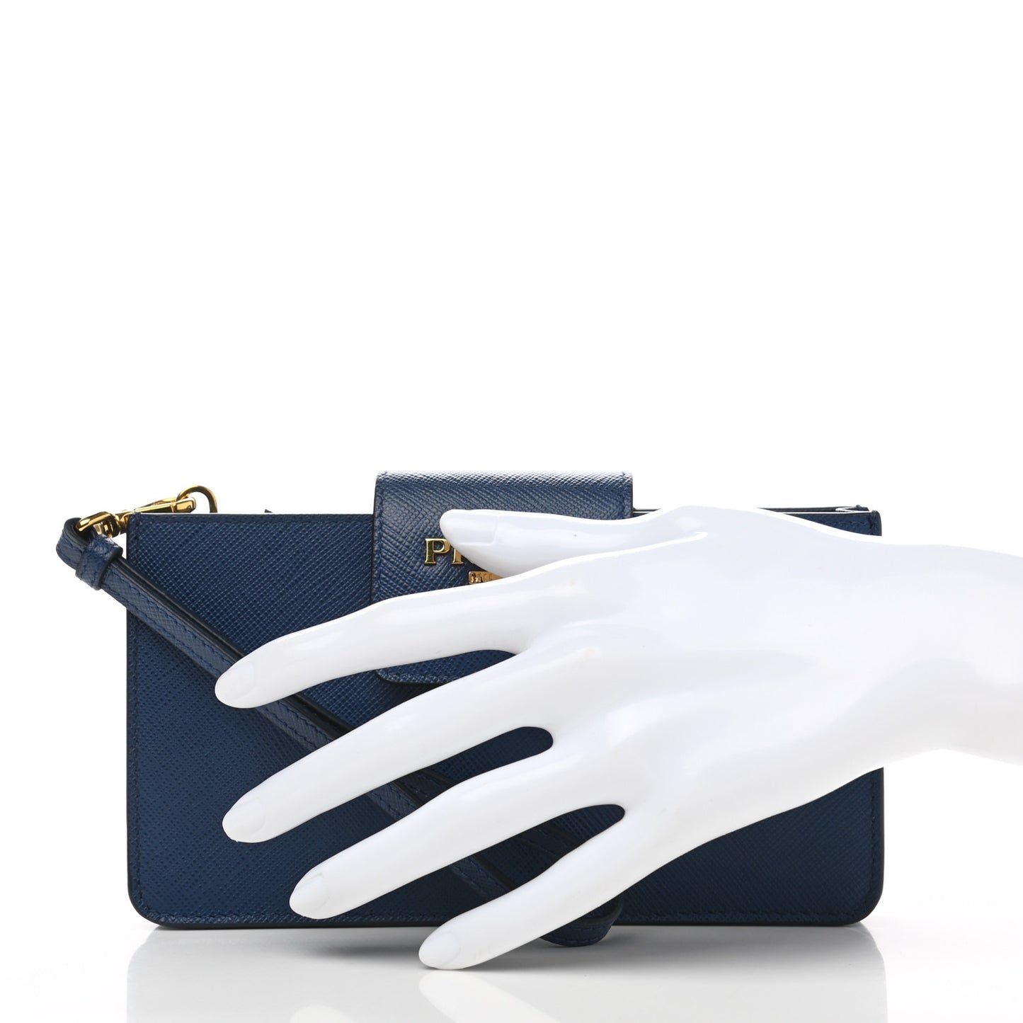 Saffiano Metal Wristlet iPhone Case Bluette