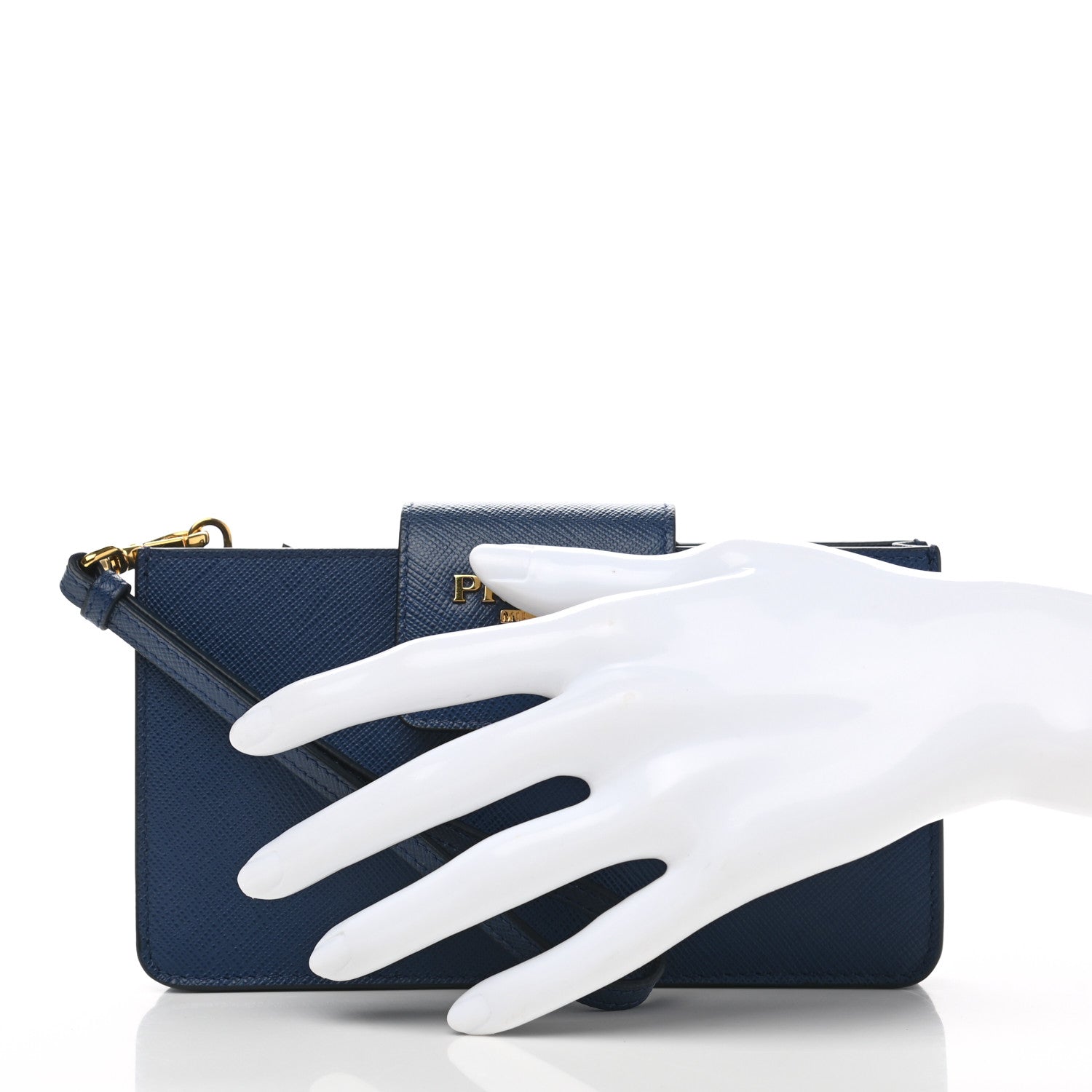Prada Saffiano Metal Wristlet iPhone Case Bluette 2 of 7