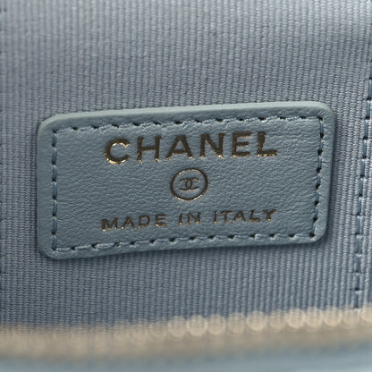 Chanel Lambskin Quilted Top Handle Mini Vanity Case With Chain Light Blue 6 of 11