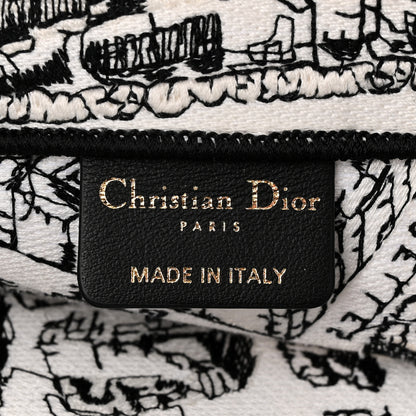 Christian Dior Canvas Embroidered Large Plan De Paris Book Tote White Black 7 of 13