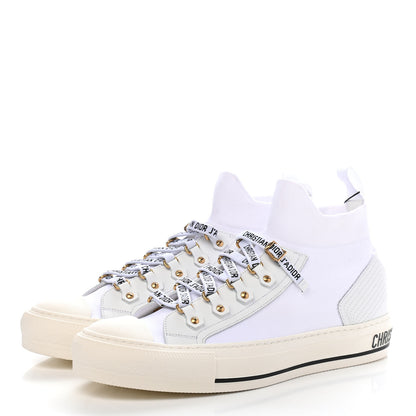 Christian Dior Technical Knit Calfskin Womens Walk'N'Dior High Top Sneakers 39.5 White 2 of 9
