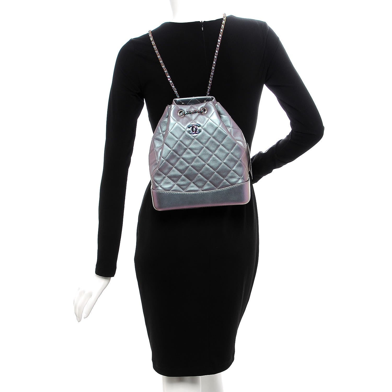 Chanel Iridescent Lambskin Calfskin Quilted Gabrielle Backpack Light Purple 2 of 8