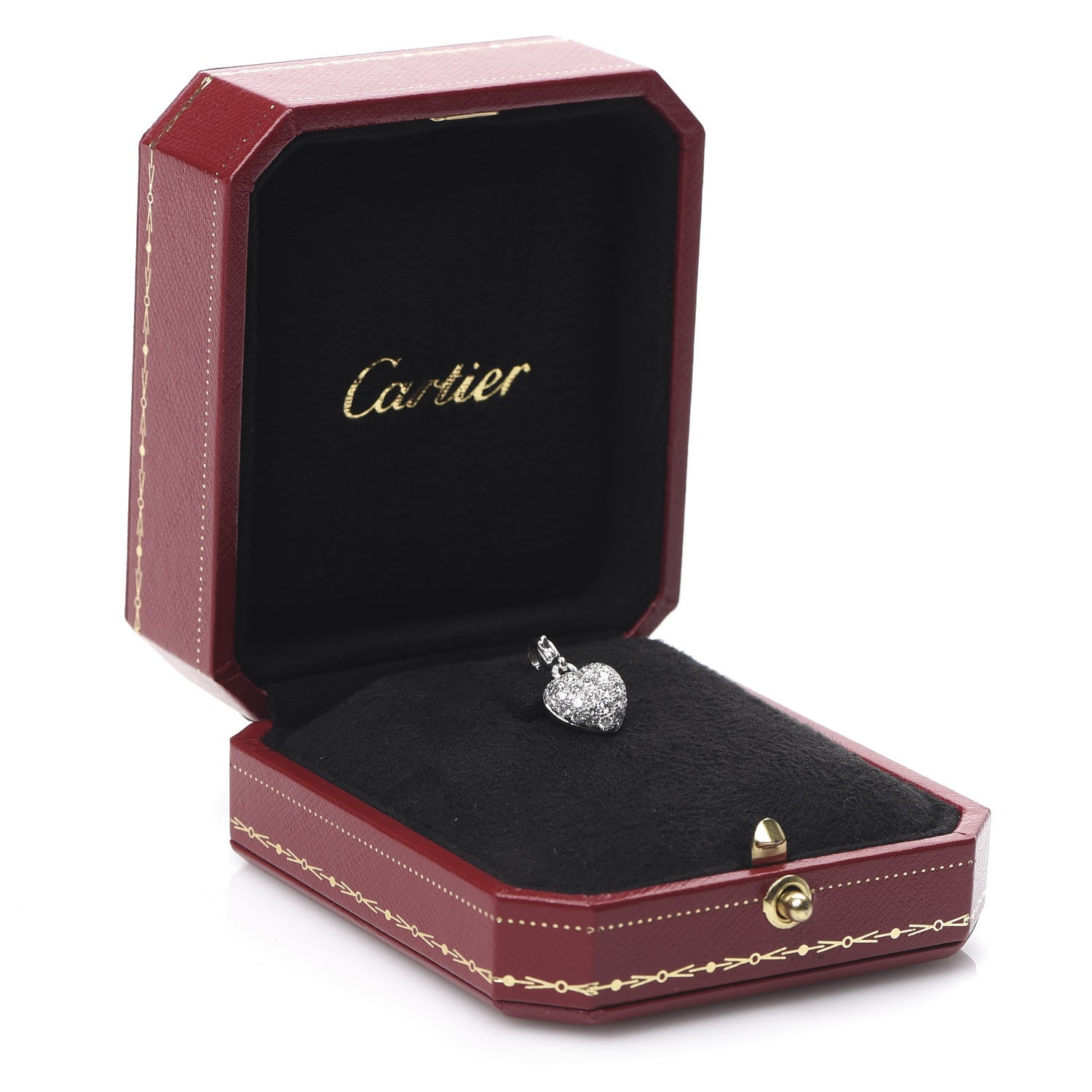 Cartier 18K White Gold Diamond Heart Charm Pendant 6 of 6