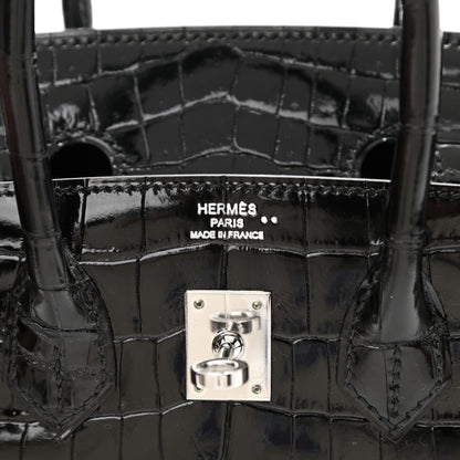 Hermes Shiny Niloticus Crocodile Birkin 25 Black 6 of 14