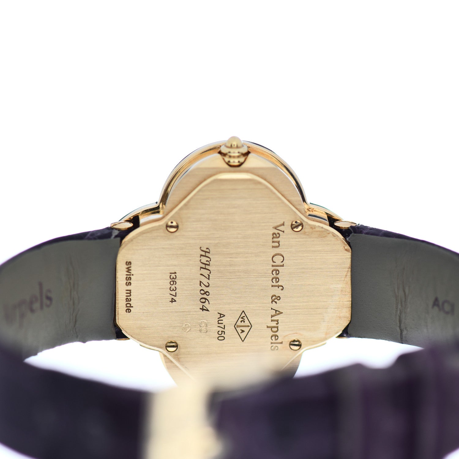 Van Cleef & Arpels 18K Yellow Gold Alligator Diamond Bezel Onyx 30mm Alhambra Talisman Quartz Watch 4 of 5