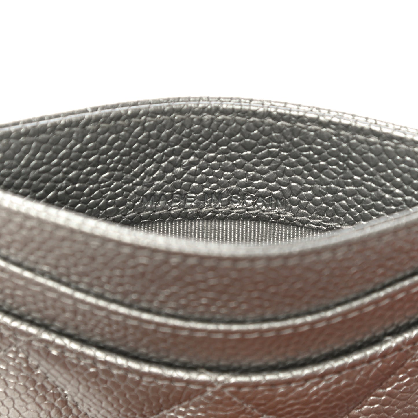 Metallic Caviar Quilted Card Holder Silver