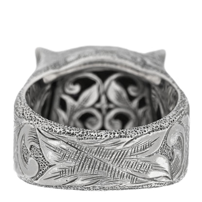 Gucci Sterling Silver Crystal Le Marche Des Merveilles Feline Head Ring 61 9.5 Purple 4 of 7