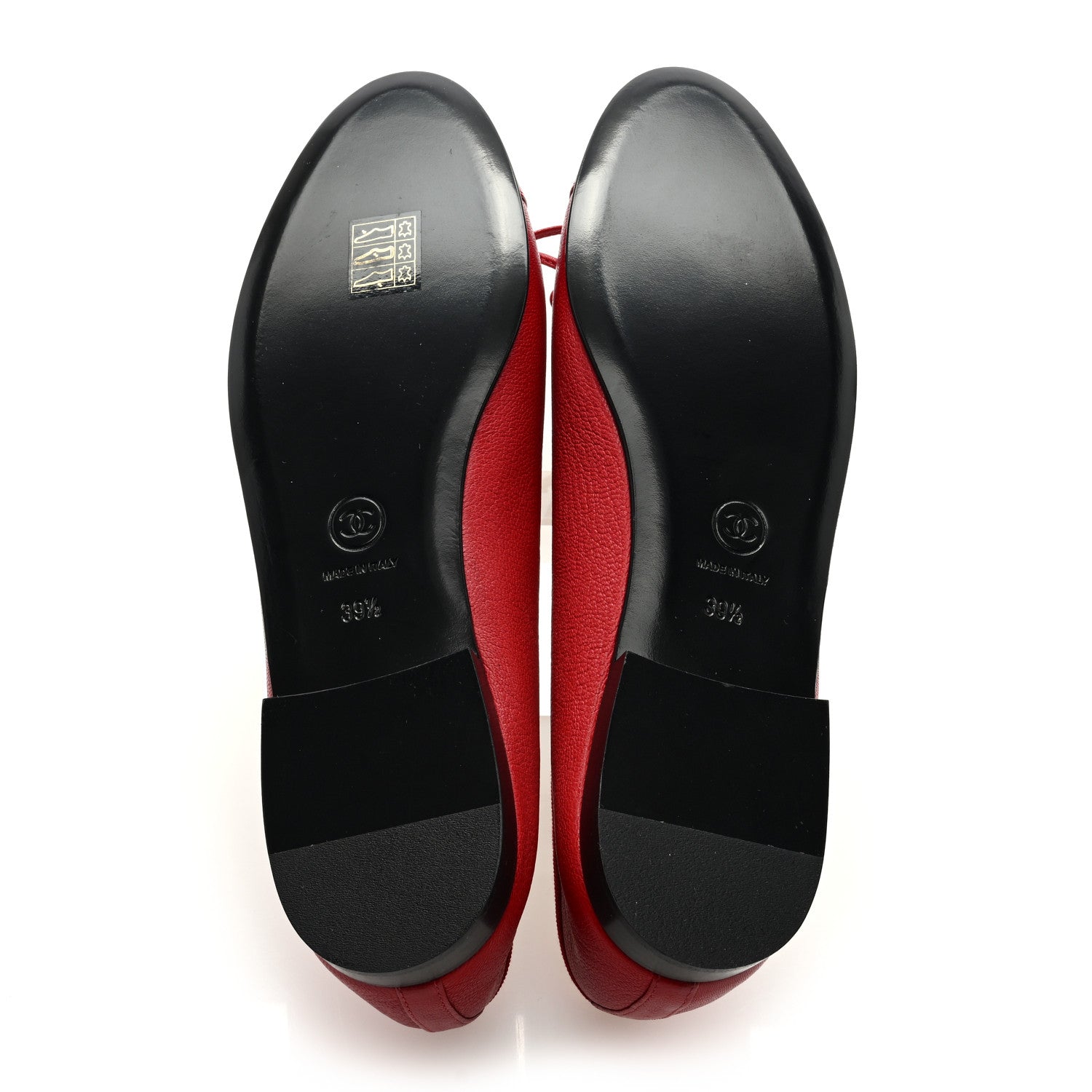 Chanel Goatskin Patent Cap Toe CC Ballerina Flats 39.5 Red 5 of 8