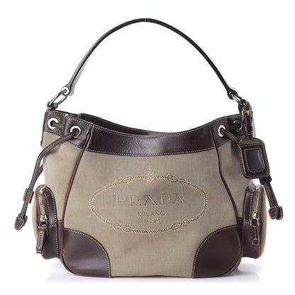 Prada Jacquard Logo Hobo Corda Bruciato 1 of 10