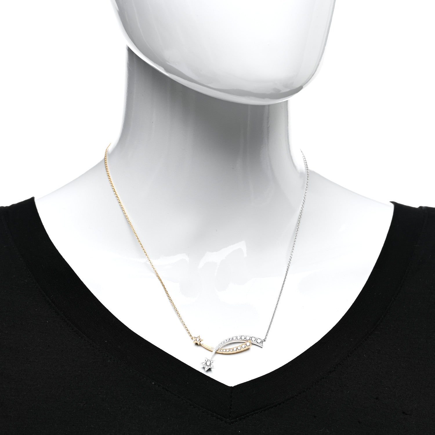 Chanel 18K White Yellow Gold Diamond Etoile Filante Necklace 2 of 4