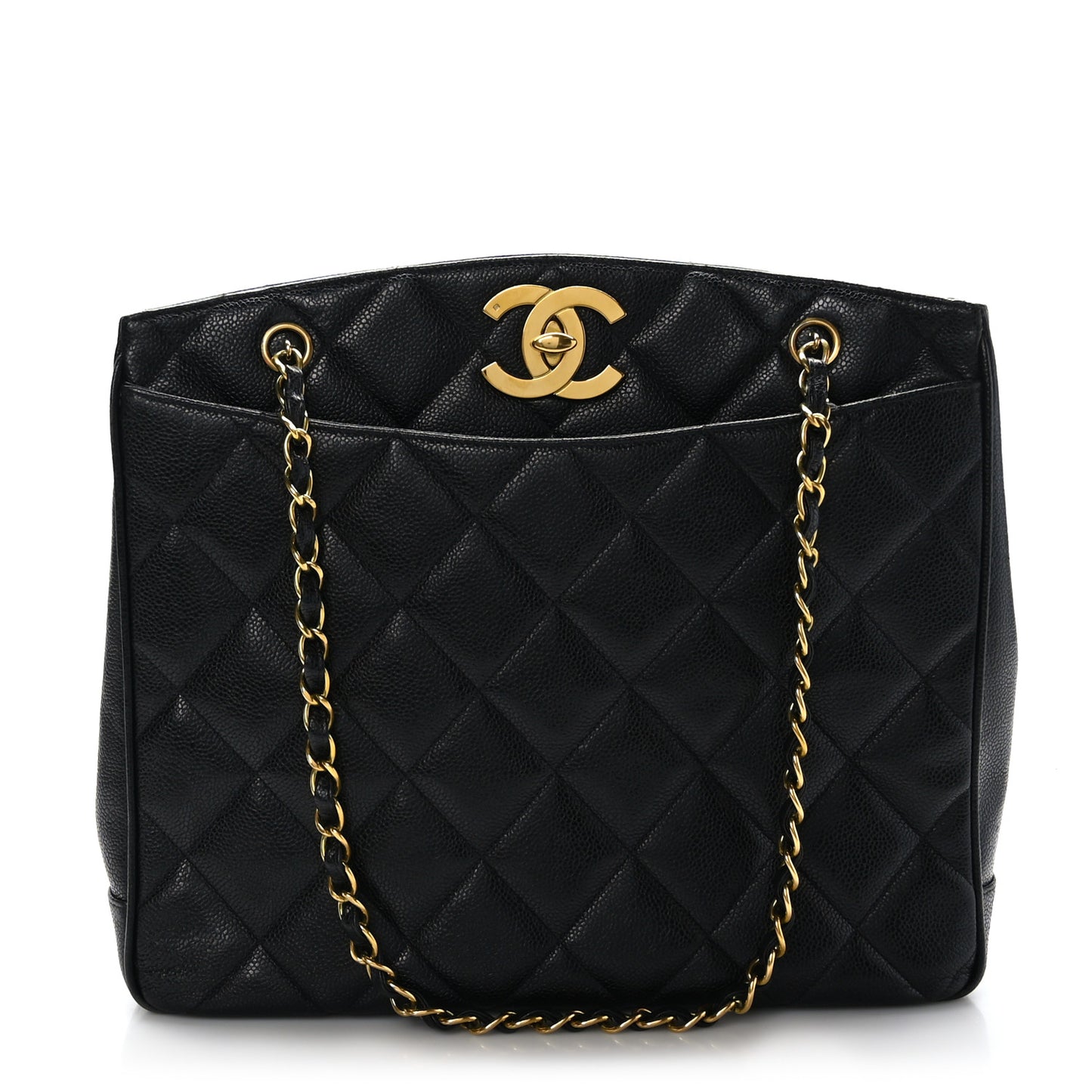 Caviar Quilted Flap Shoulder Bag Black