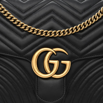 Gucci Calfskin Matelasse Large GG Marmont Shoulder Bag Black 8 of 12