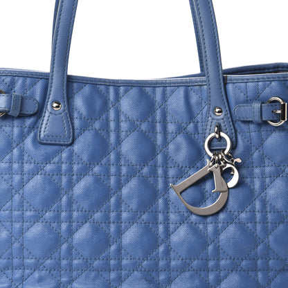 Christian Dior Coated Canvas Cannage Small Panarea Tote Cobalt Blue 11 of 13