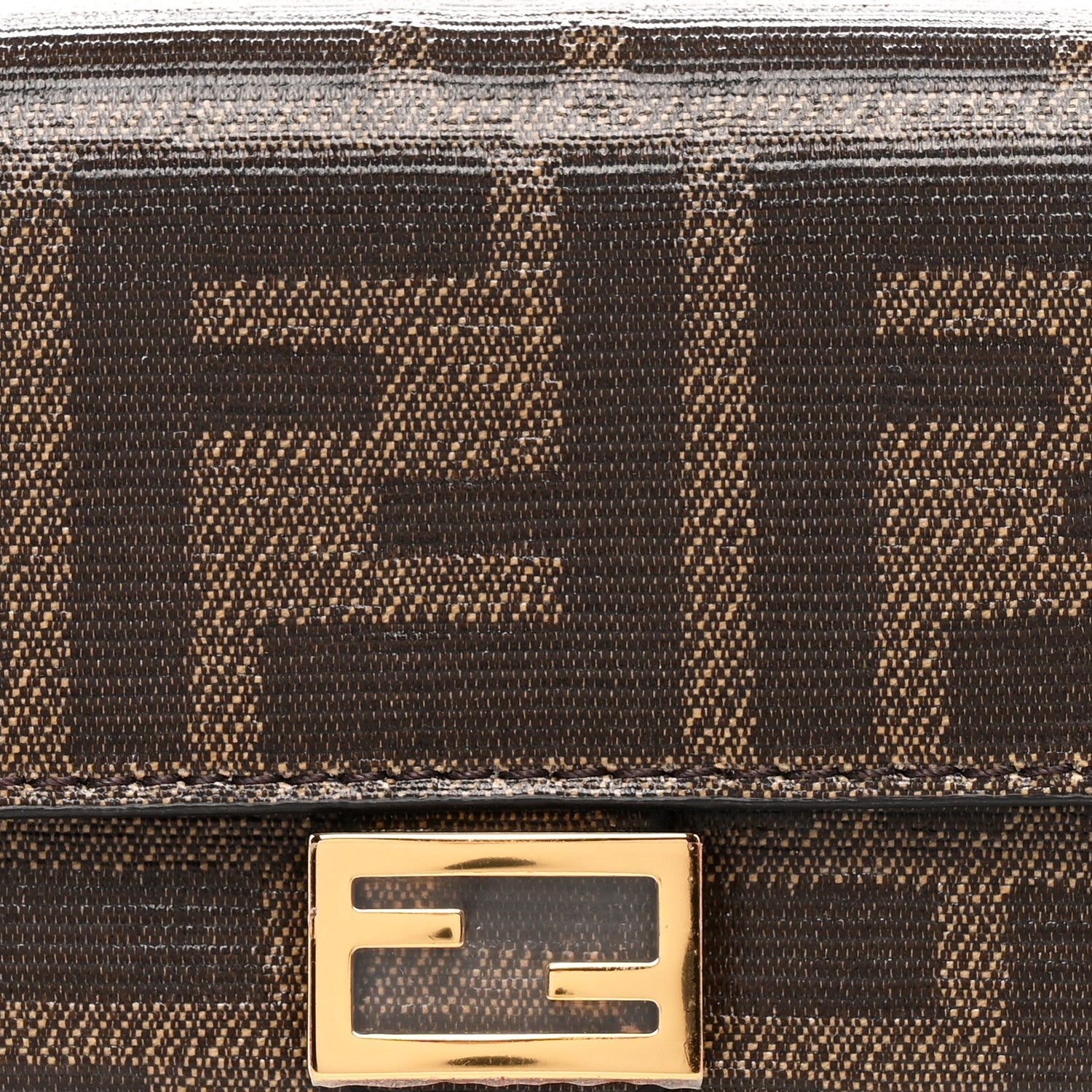 Fendi Glazed Fabric FF 1974 Belt Hip Belt Baguette Bag Mogano Panna 8 of 10