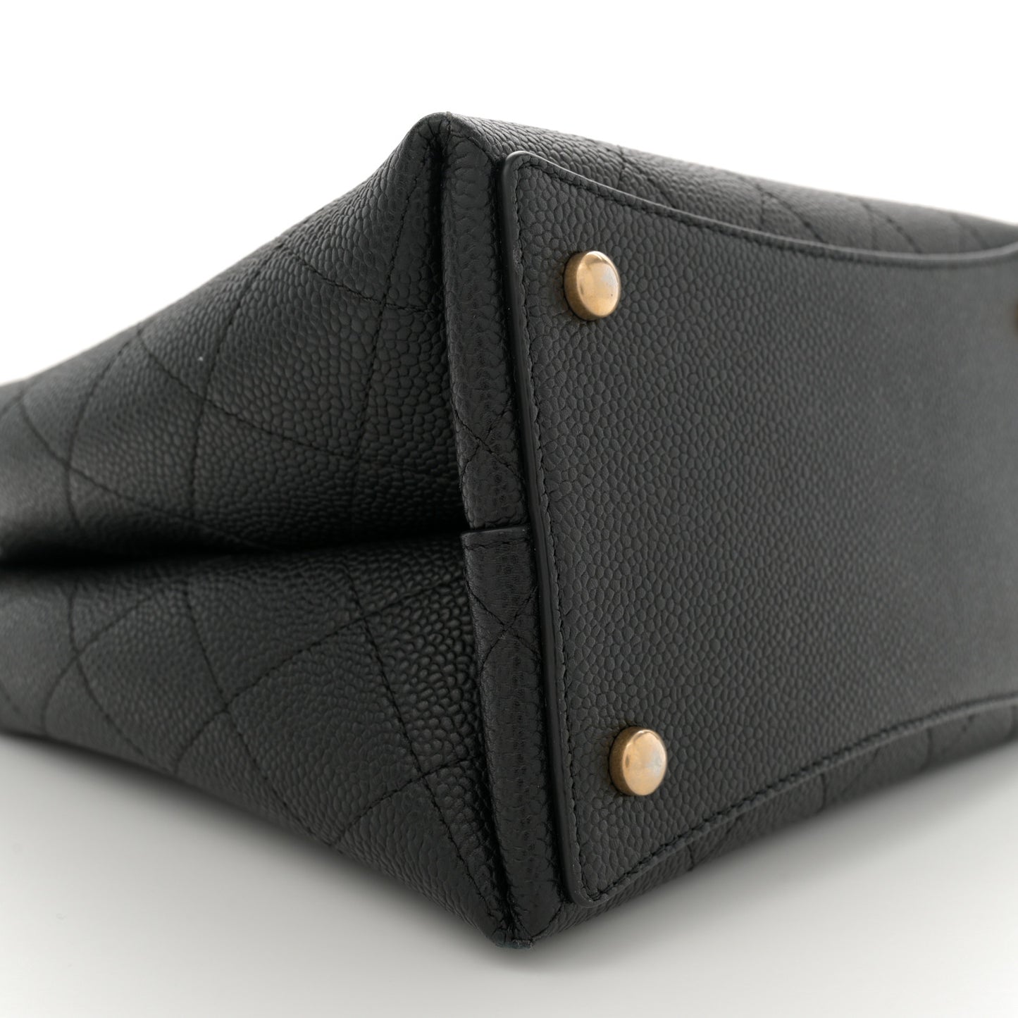 Grained Calfskin Stitched Small Drawstring Bag Black