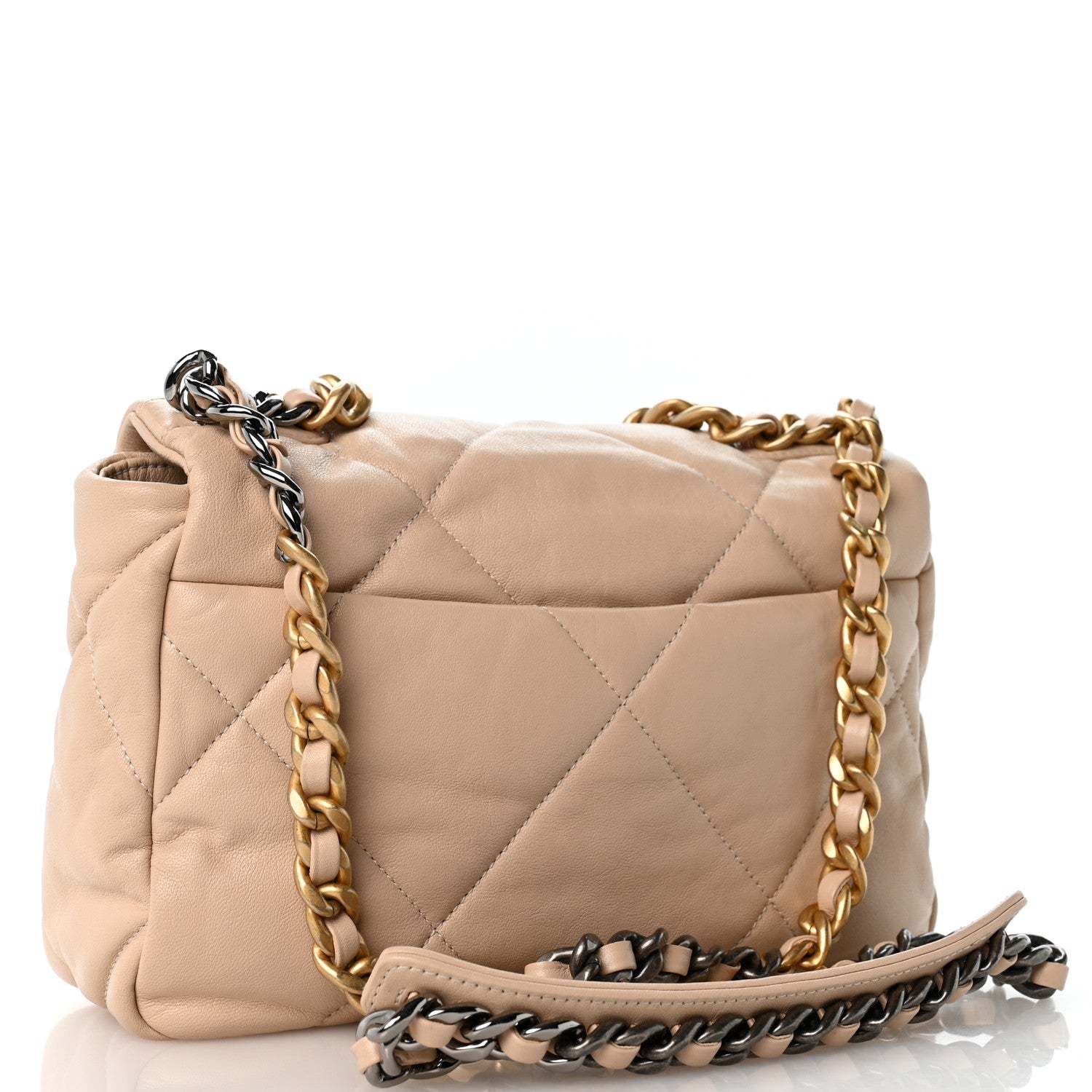 Chanel Goatskin Quilted Medium Chanel 19 Flap Light Beige 2 of 12