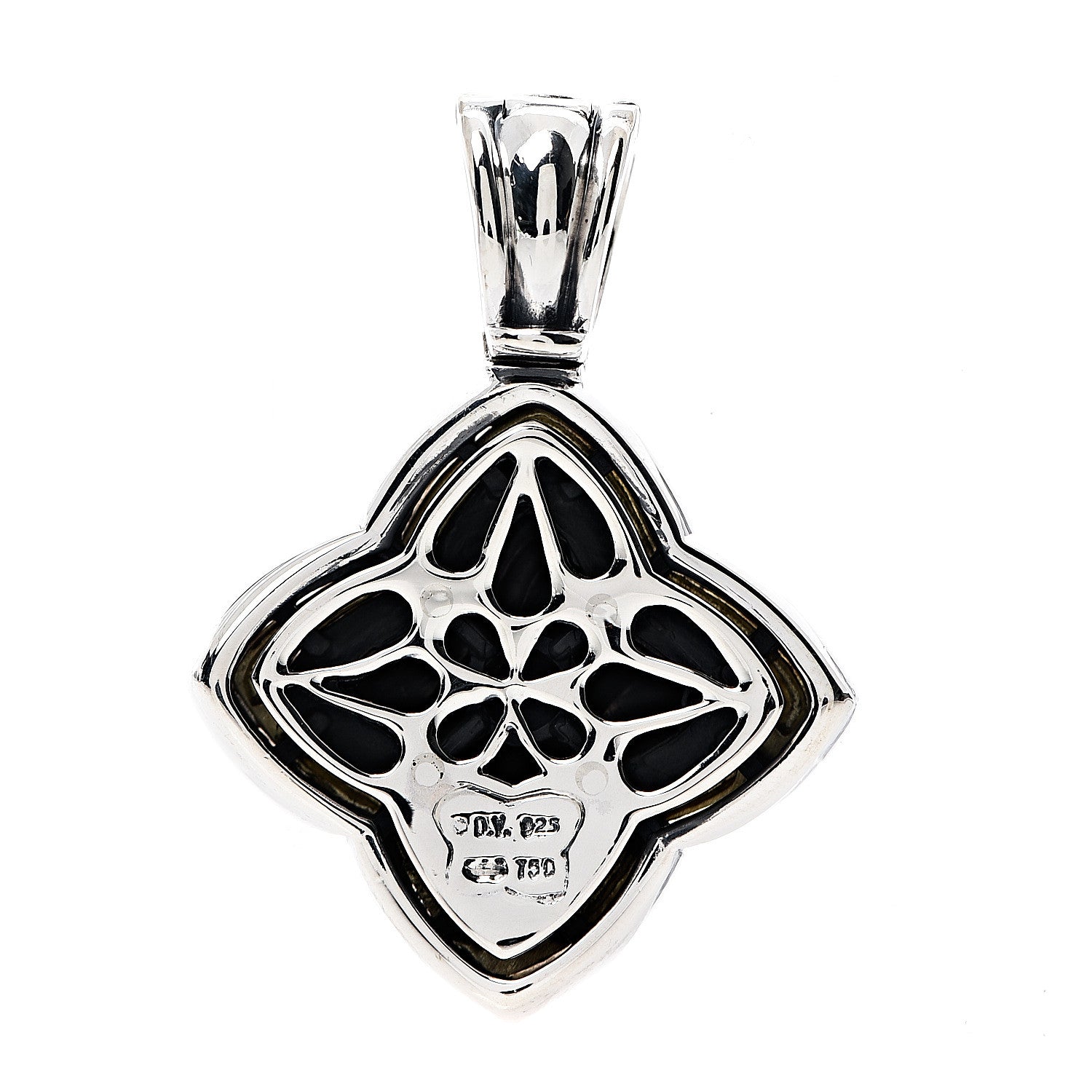 David Yurman Sterling Silver 18K Yellow Gold Quatrefoil Enhancer Pendant 2 of 3