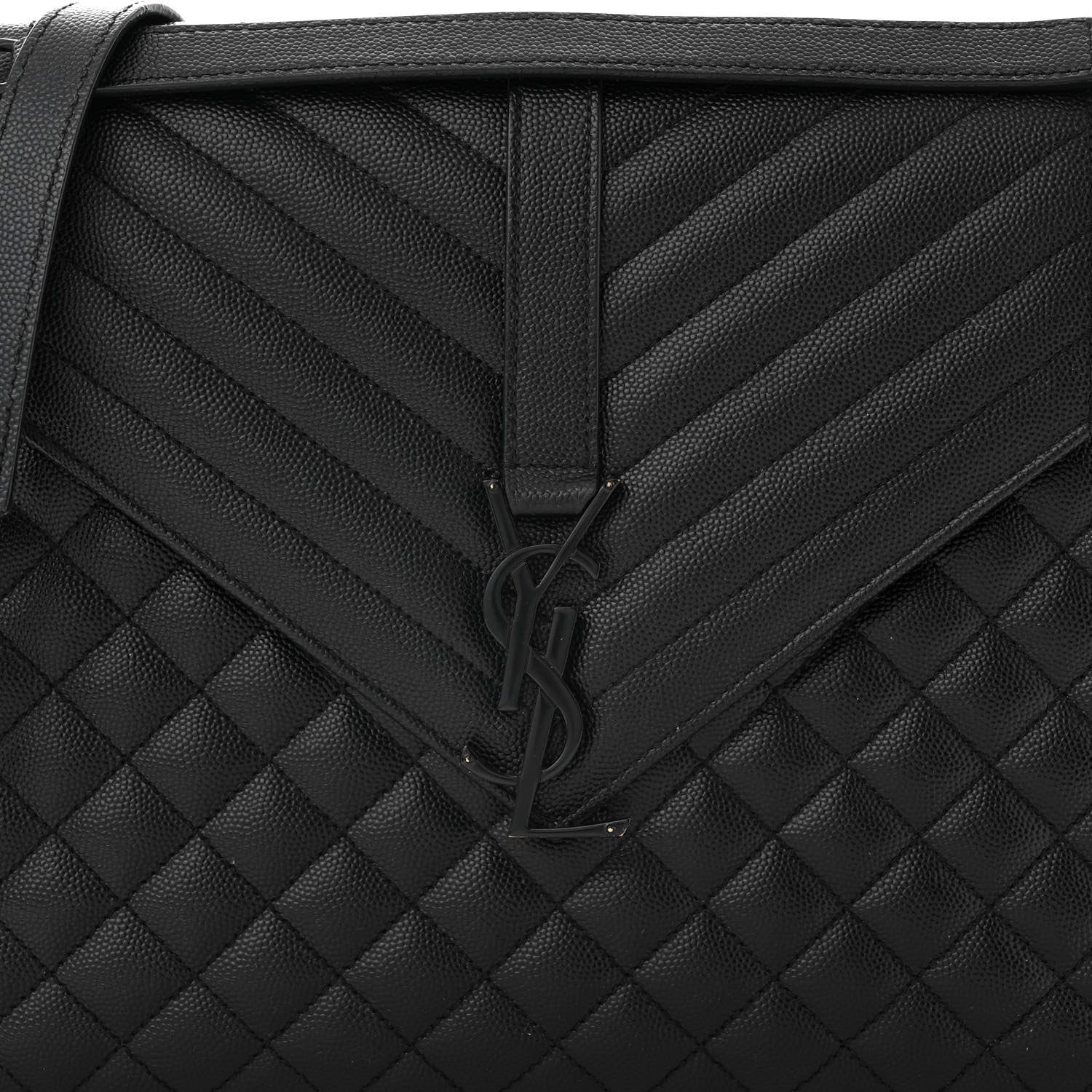 Saint Laurent Grain De Poudre Textured Mixed Matelasse Large Triquilt Monogram Monochrome Satchel Black 8 of 10