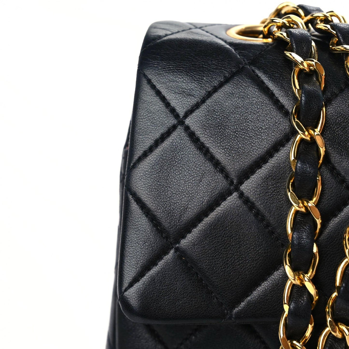 Lambskin Quilted Small Double Flap Black