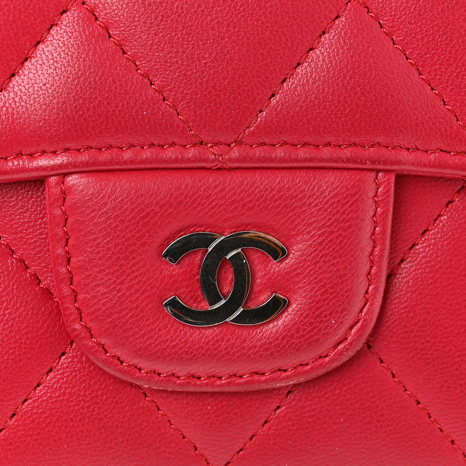 Chanel Lambskin Quilted Large Flap Wallet Dark Pink 10 of 11
