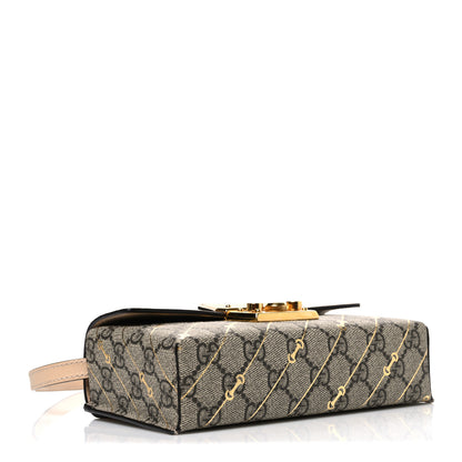 Gucci GG Supreme Monogram Calfskin Horsebit Print Mini Padlock Top Handle Shoulder Bag Beige Ebony Light Pink 4 of 12
