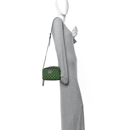 Gucci Monogram Multicolor Matelasse Diagonal Small GG Marmont Chain Shoulder Bag Green Blue 2 of 12