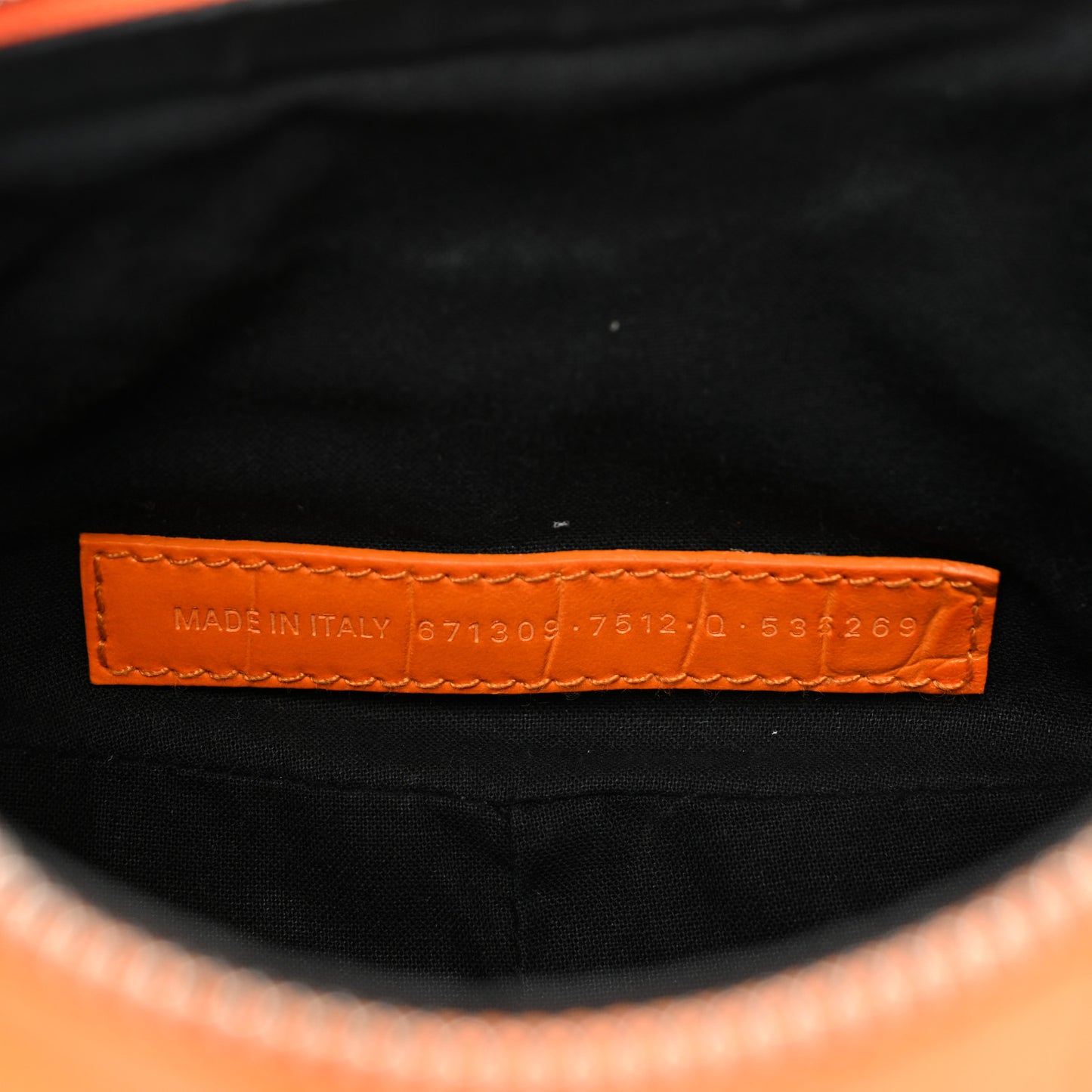 Extra Supple Calfskin Crocodile Embossed Le Cagole Shoulder Bag XS Pop Orange