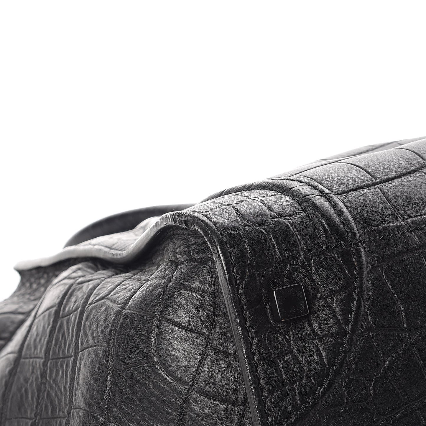 Crocodile Embossed Calfskin Medium Phantom Luggage Black
