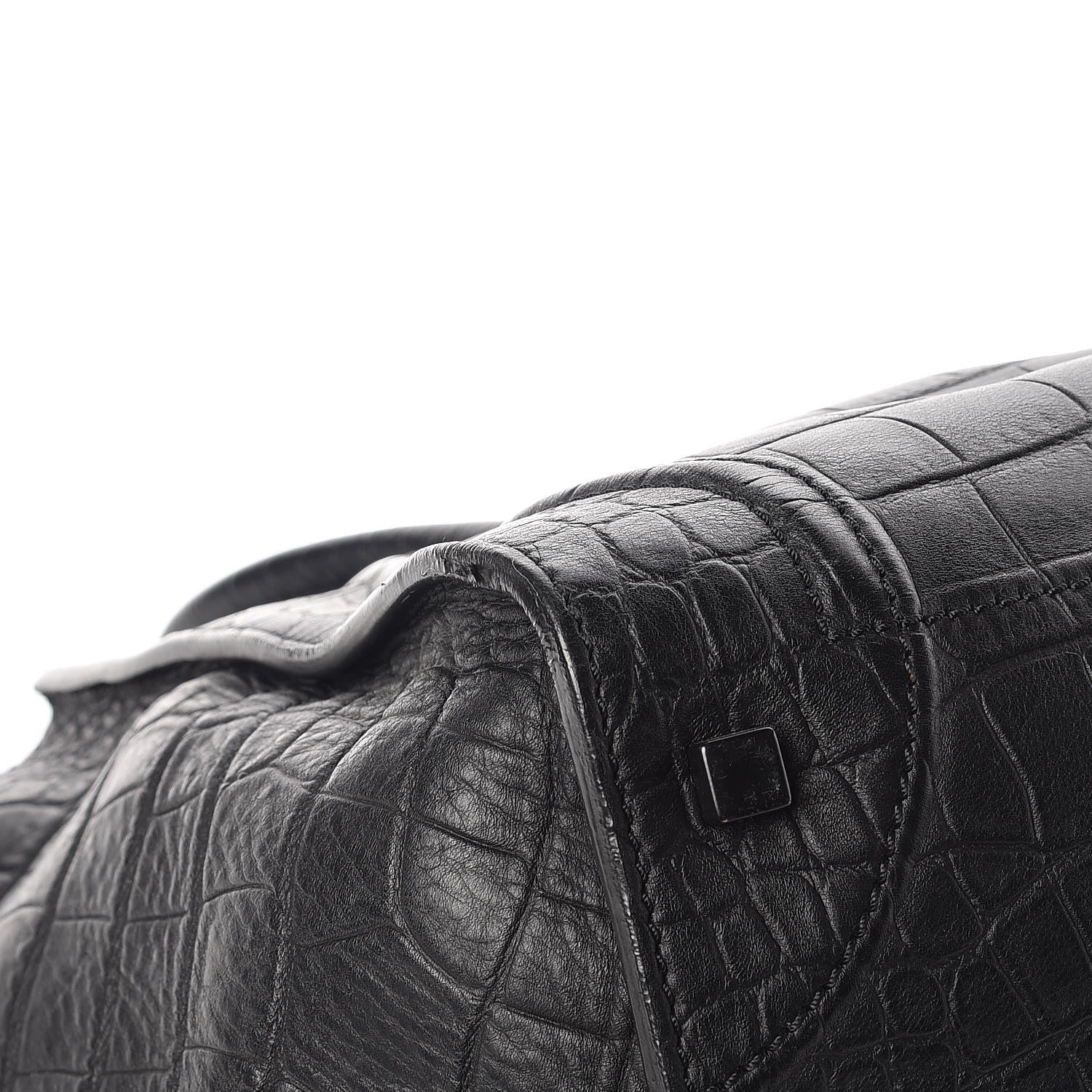 Celine Crocodile Embossed Calfskin Medium Phantom Luggage Black 16 of 19