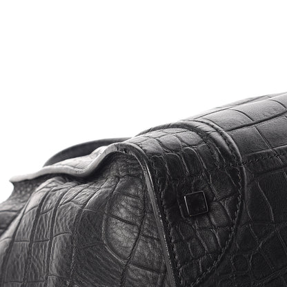 Celine Crocodile Embossed Calfskin Medium Phantom Luggage Black 16 of 19