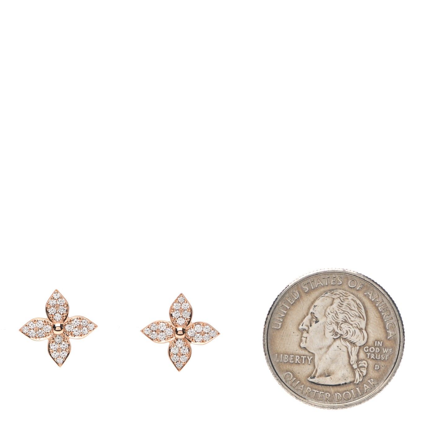 18K Pink Gold Diamond Star Blossom Stud Earrings