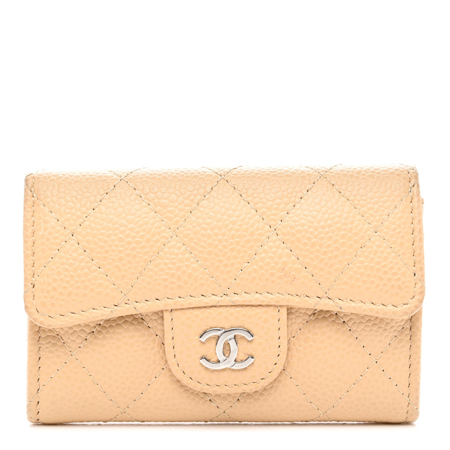 Chanel Caviar Quilted Flap Card Holder Wallet Beige 1 of 10