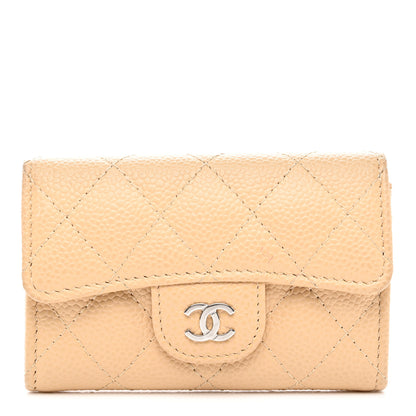 Chanel Caviar Quilted Flap Card Holder Wallet Beige 1 of 10