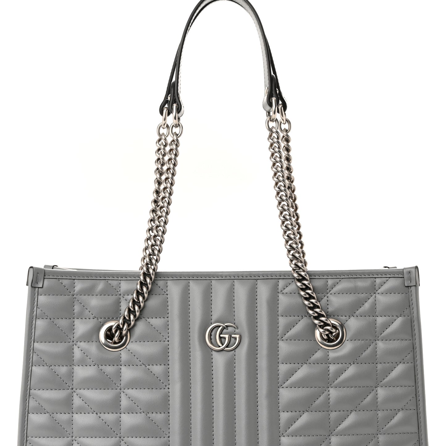 Calfskin Matelasse Aria Medium GG Marmont Shoulder Tote Deep Grey