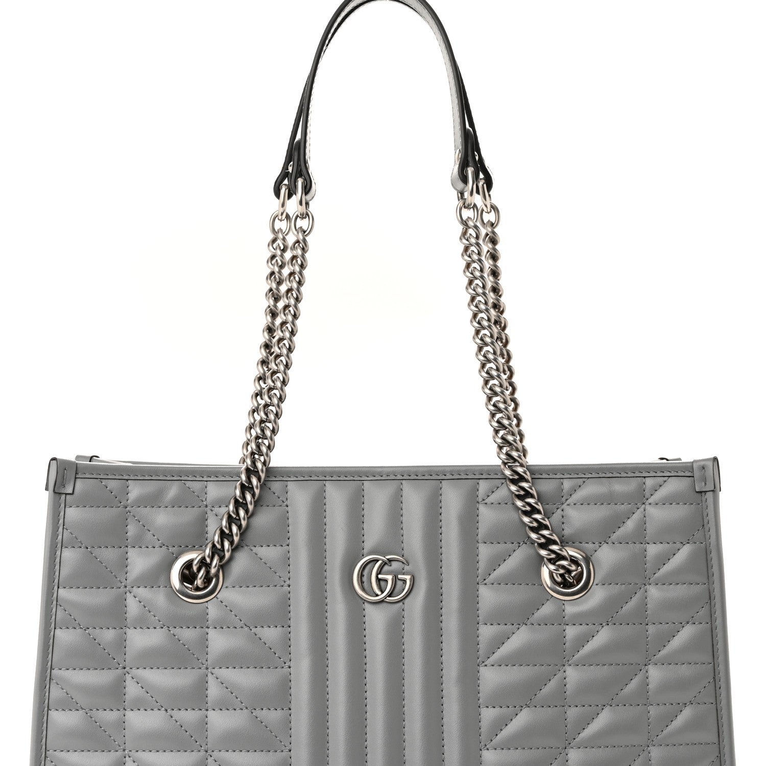 Gucci Calfskin Matelasse Aria Medium GG Marmont Shoulder Tote Deep Grey 7 of 9