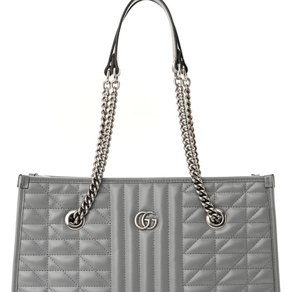 Gucci Calfskin Matelasse Aria Medium GG Marmont Shoulder Tote Deep Grey 7 of 9