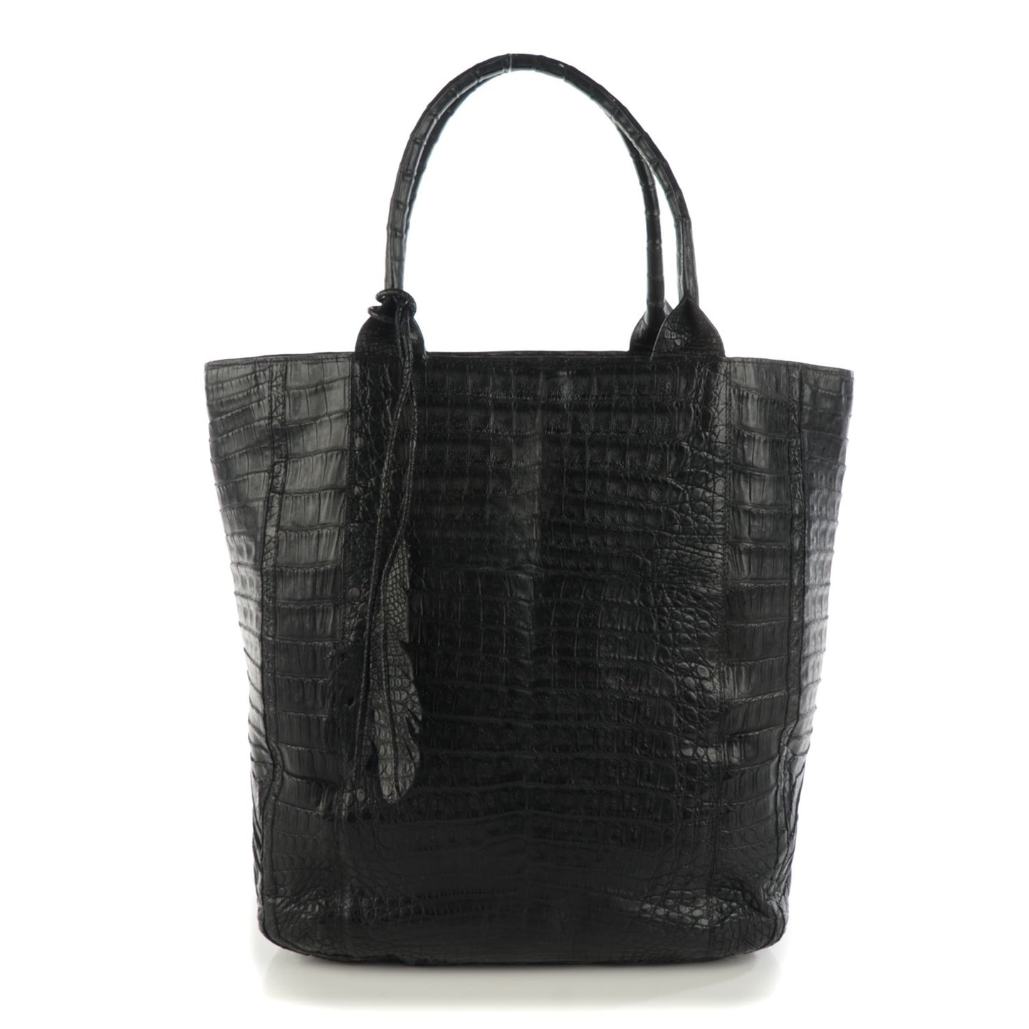 Crocodile Large Leaf Tote Black