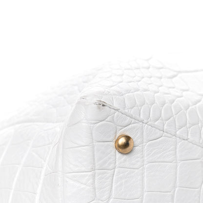 Chanel Calfskin Crocodile Embossed Large Cocodile Shopping Tote White 5 of 6