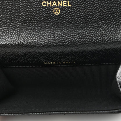 Chanel Caviar Quilted Chain CC Flap Card Holder Black 5 of 9