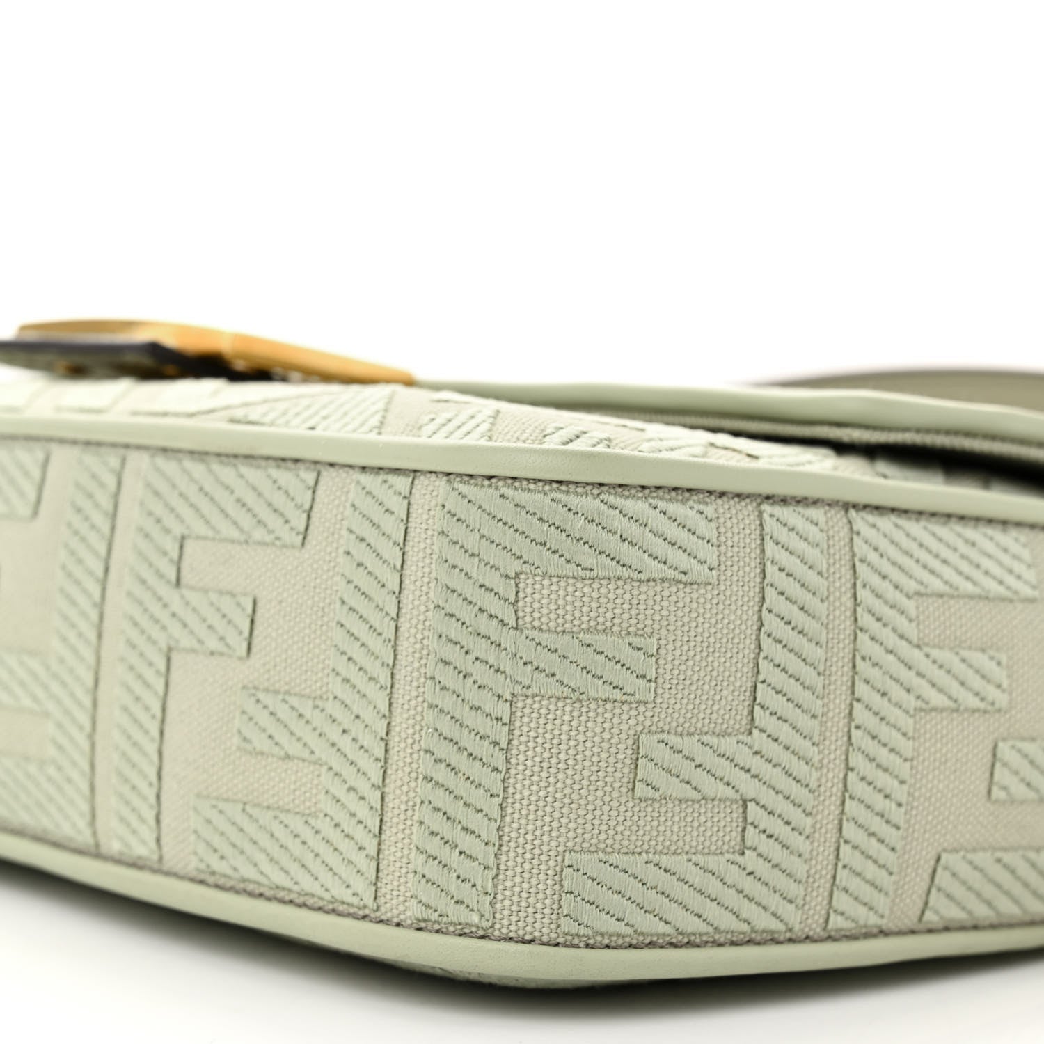 Fendi Canvas Vitello King FF Embroidered Baguette Green Tea 10 of 12