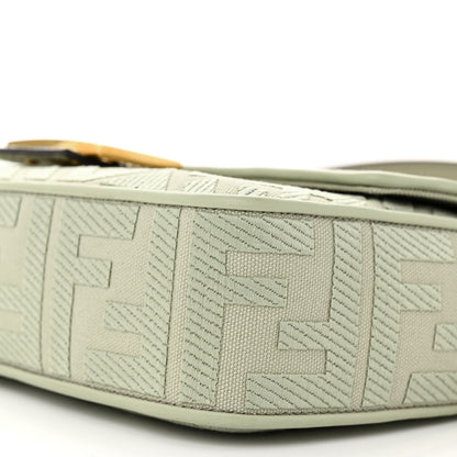 Fendi Canvas Vitello King FF Embroidered Baguette Green Tea 10 of 12