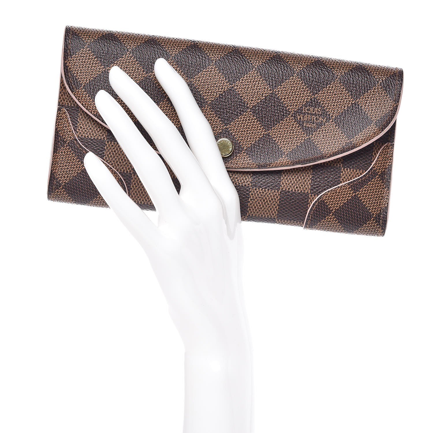 Louis Vuitton Damier Ebene Caissa Wallet Rose Ballerine 2 of 8