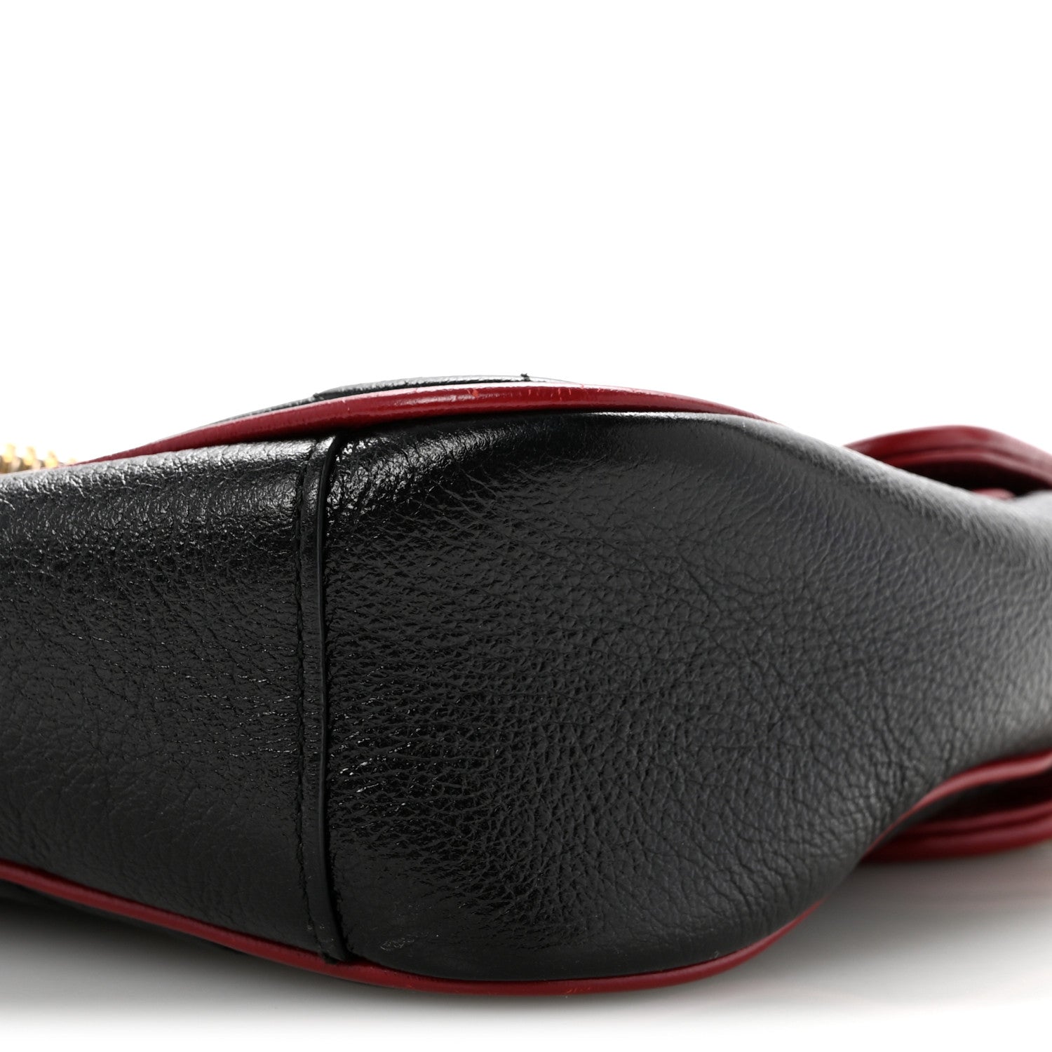 Gucci Vintage Effect Calfskin Matelasse Diagonal Small Torchon GG Marmont Shoulder Bag Black Romantic Cherry 10 of 13